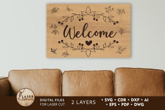 Download Welcome Wall Decor, Layered Cut Template - Decor Collection