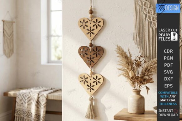 Download Hearts Hanging Decor Ornament Laser Cut - Decor Collection